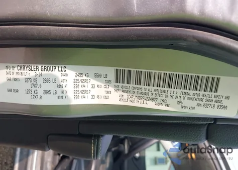 2014 Jeep Cherokee Sport из США, поврежденный, VIN 1C4PJMAB2EW224877